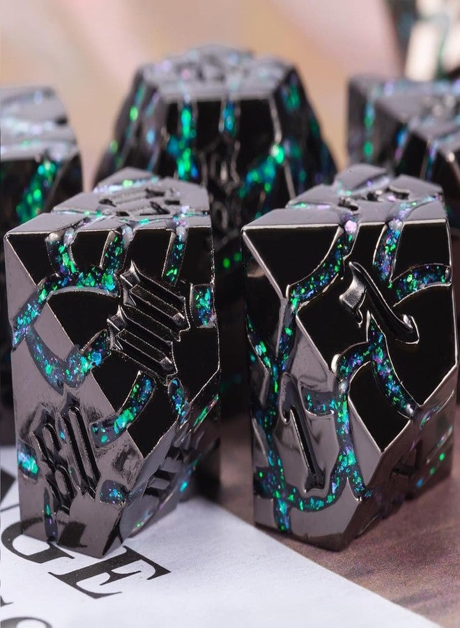 Maywin DND Crack Stripe Dice,Metallic Glitter Dice Set with Gift Box,Metal Polyhedral D&D Dice for Role Playing Game - Image 4